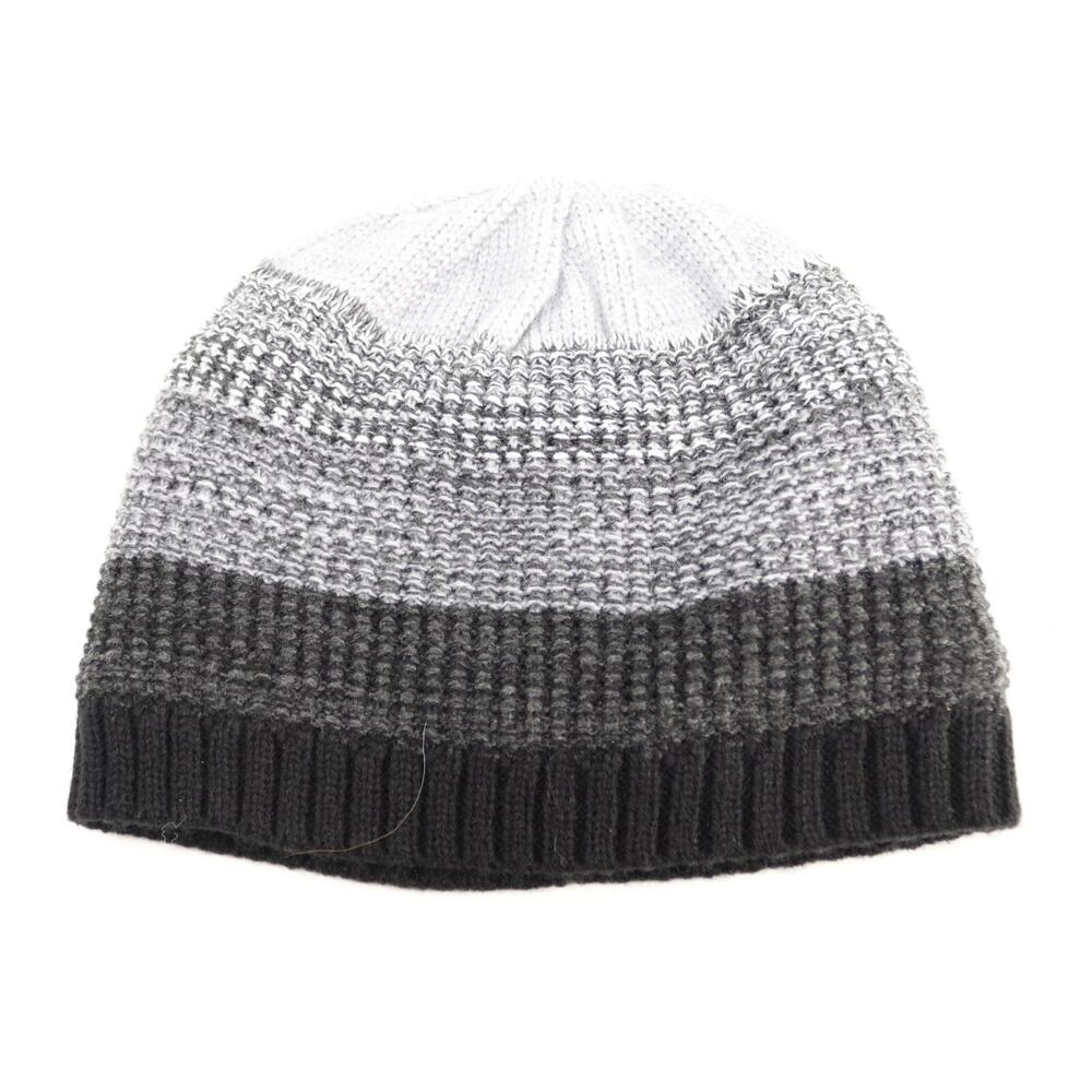 Beanie Women Stretch Multicolor Gray black Striped Fleece Lined Winter Ski Hat